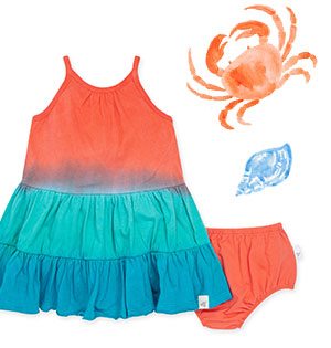 Dip Dye Organic Baby Dress & Diaper Cover Set