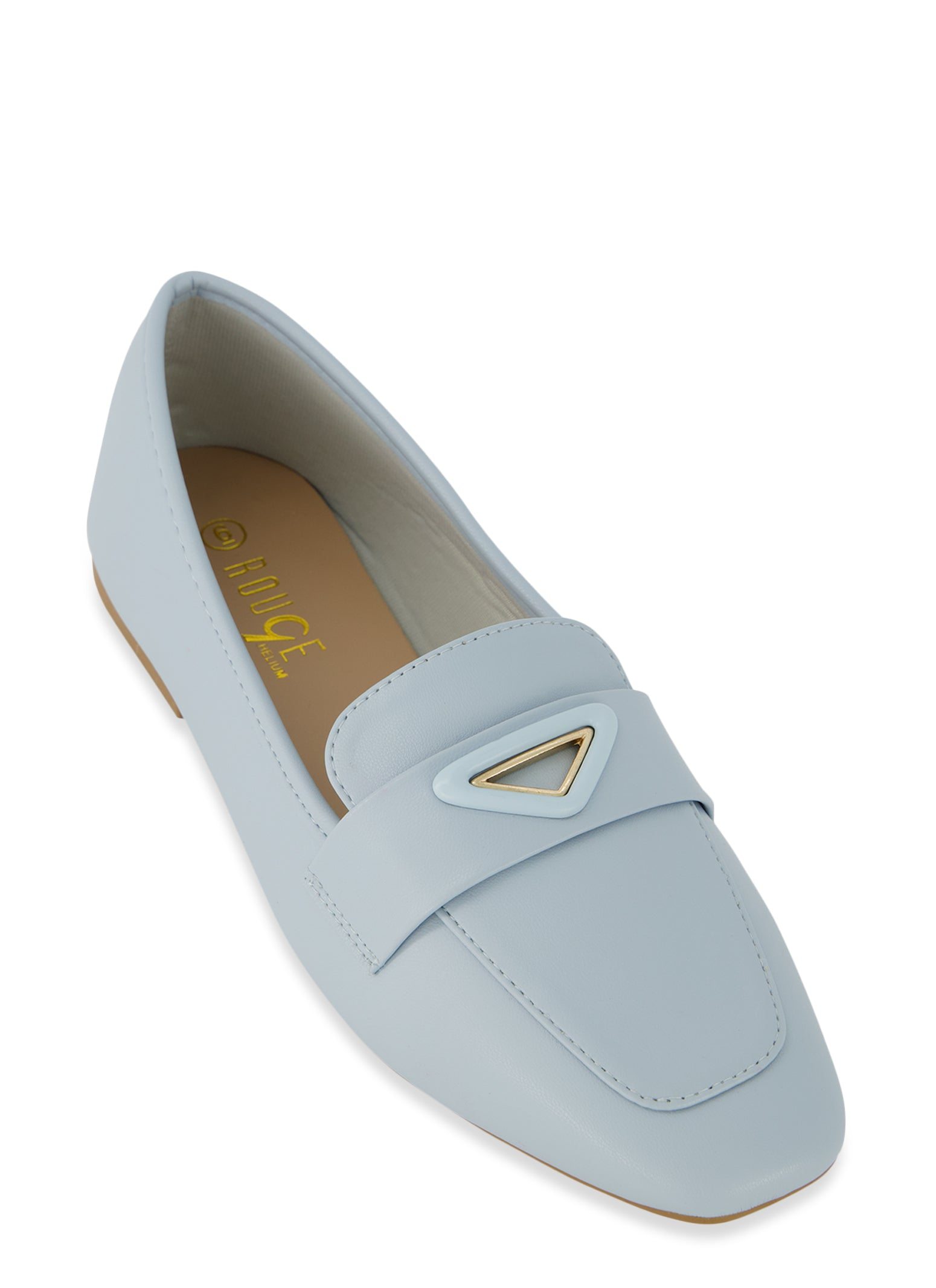 Metallic Detail Square Toe Flats
