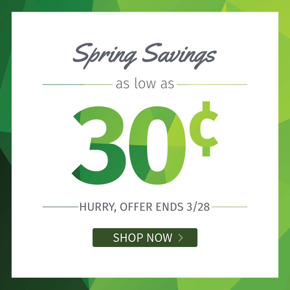 Spring Savings - as low as 30¢!