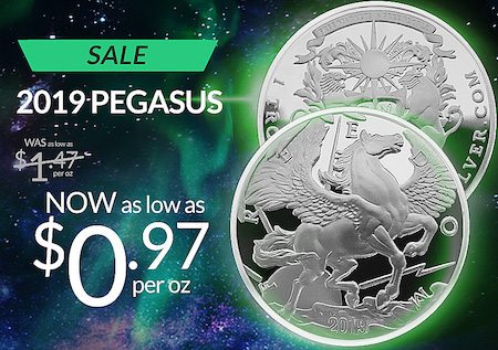 Save on 1 oz Pegasus Silve Rounds