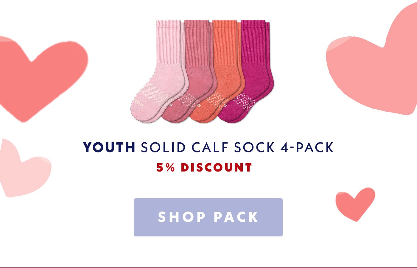 Youth Solid Calf Sock 4-Pack | 5% Discount | Shop Pack