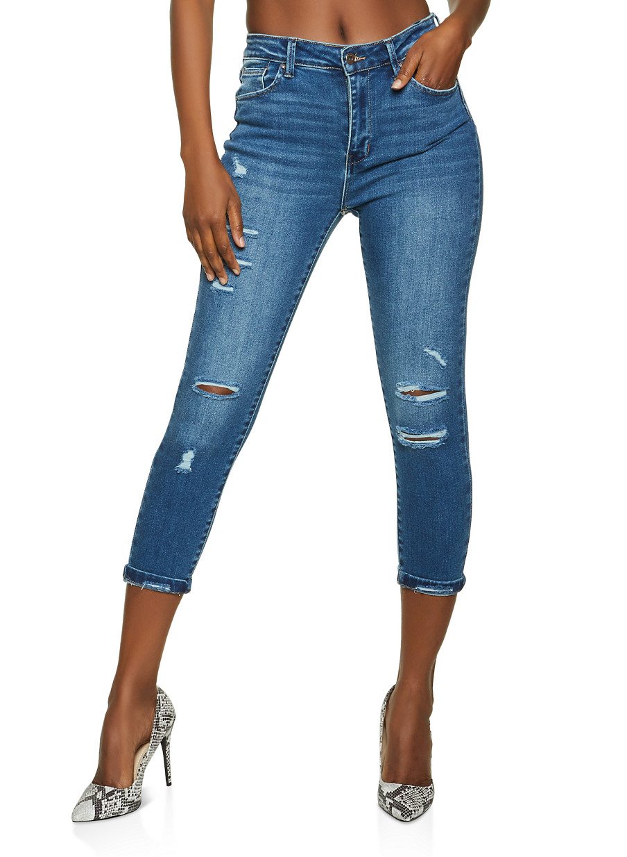 WAX Roll Cuff Cropped Jeans