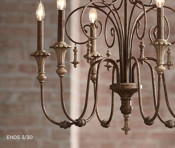 Scrolled Tiers 28"W Beige Accents Bronze 6-Light Chandelier