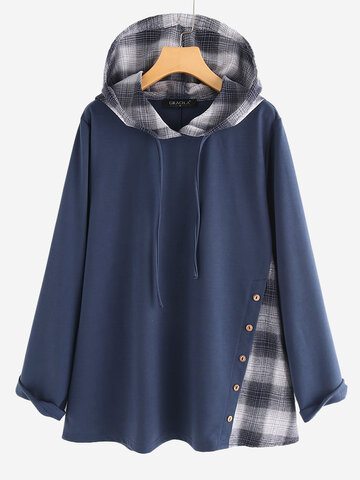 Patch Plaid Hoodies