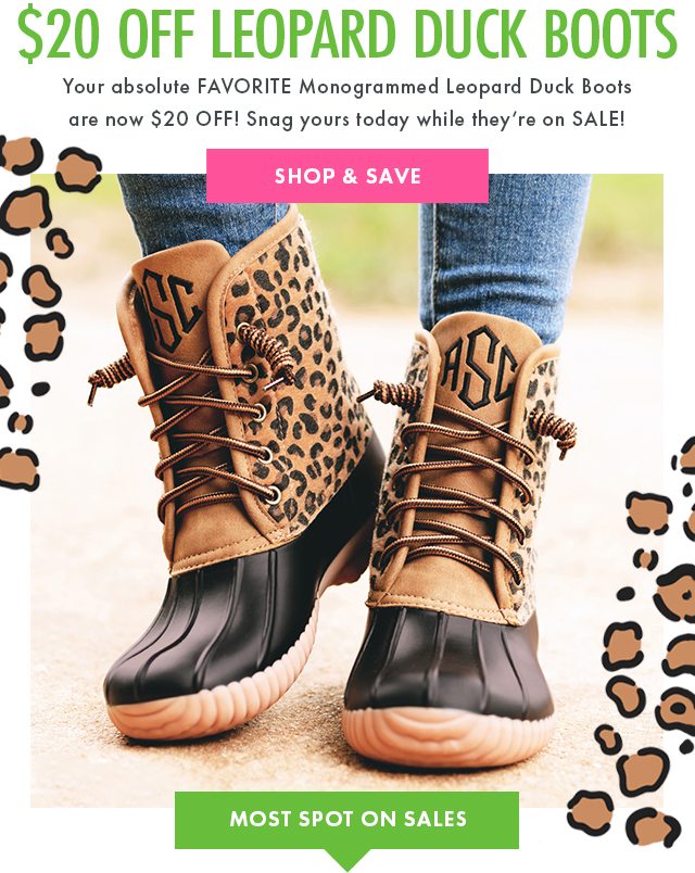 womens leopard print duck boots