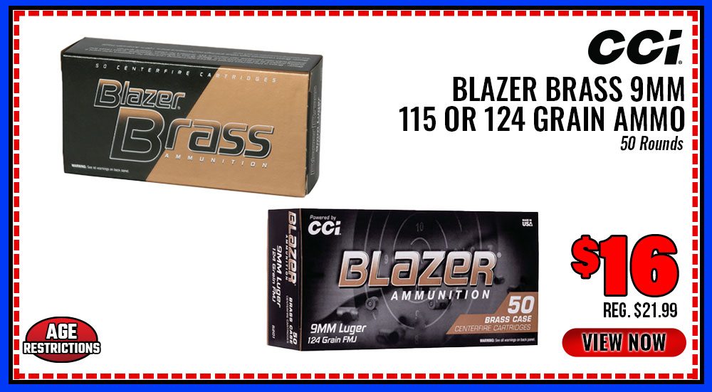 CCI BLAZER BRASS 9MM 115 or 124 GRAIN AMMO