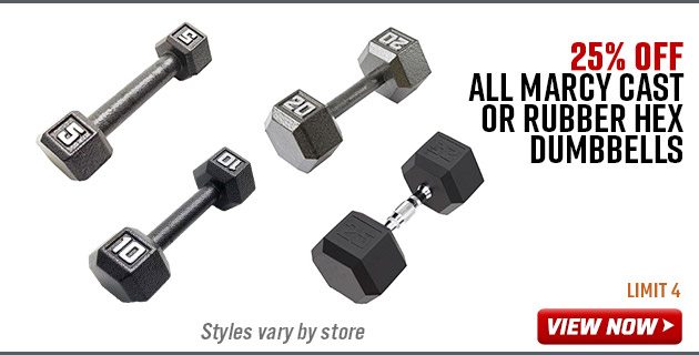 All Marcy Cast or Rubber Hex Dumbbells