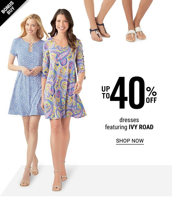 Bonus Buy - Up to 40% off dresses featuring Ivy Road. Shop Now.