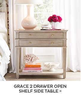 Grace 2 Drawer Open Shelf Side Table