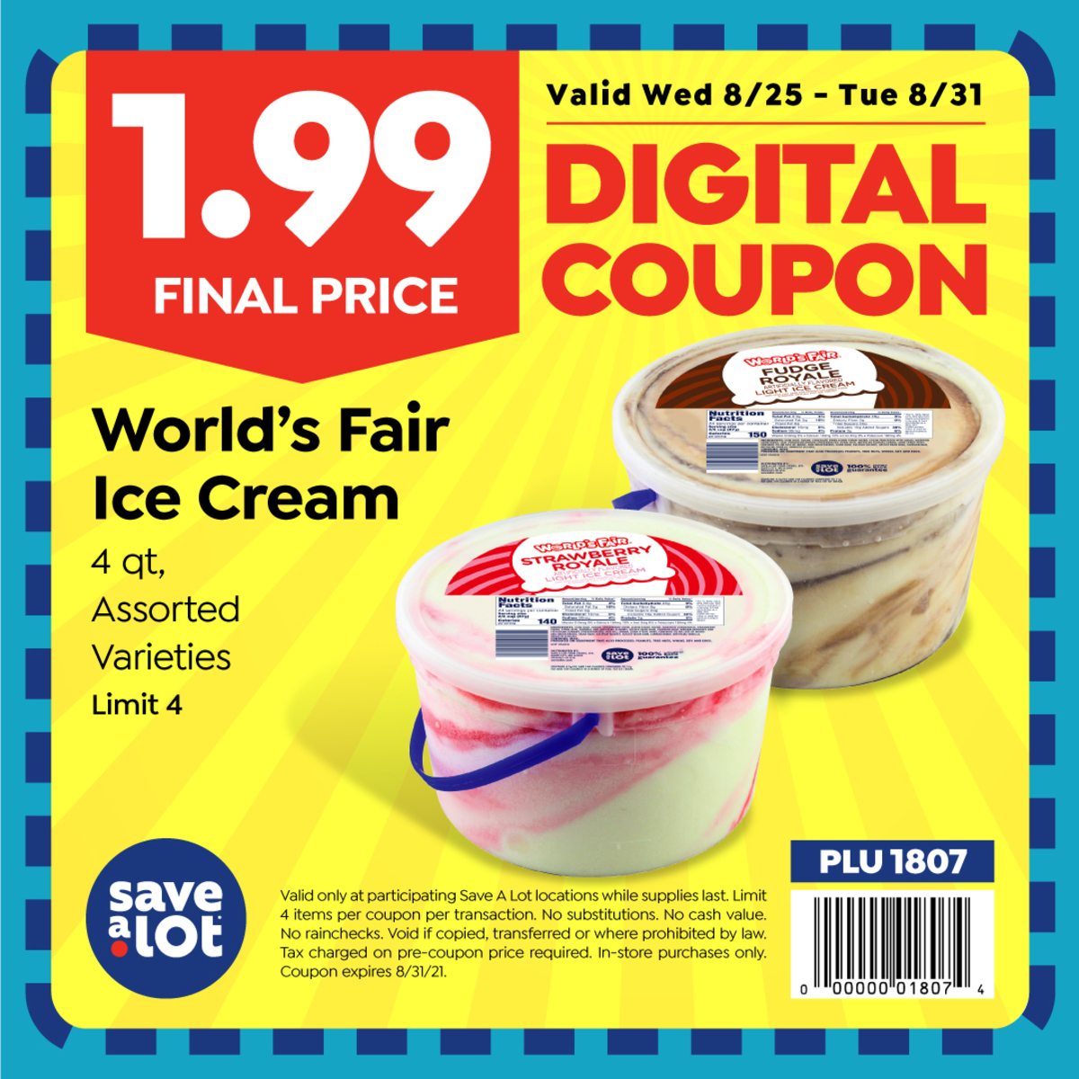 Cool treat on World's Fair Ice only $1.99 at Save A Lot