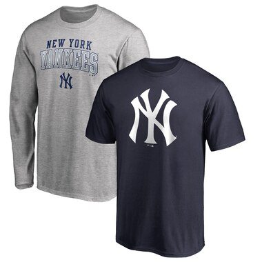 New York Yankees Fanatics Branded Team Logo T-Shirt Combo Set - Navy/Heathered Gray