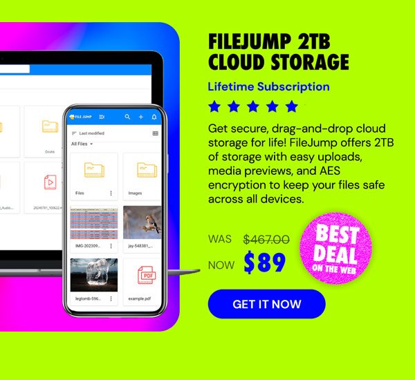 FileJump 2TB Cloud Storage: Lifetime Subscription