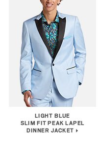 Light Blue Slim Fit Peak Lapel Dinner Jacket>
