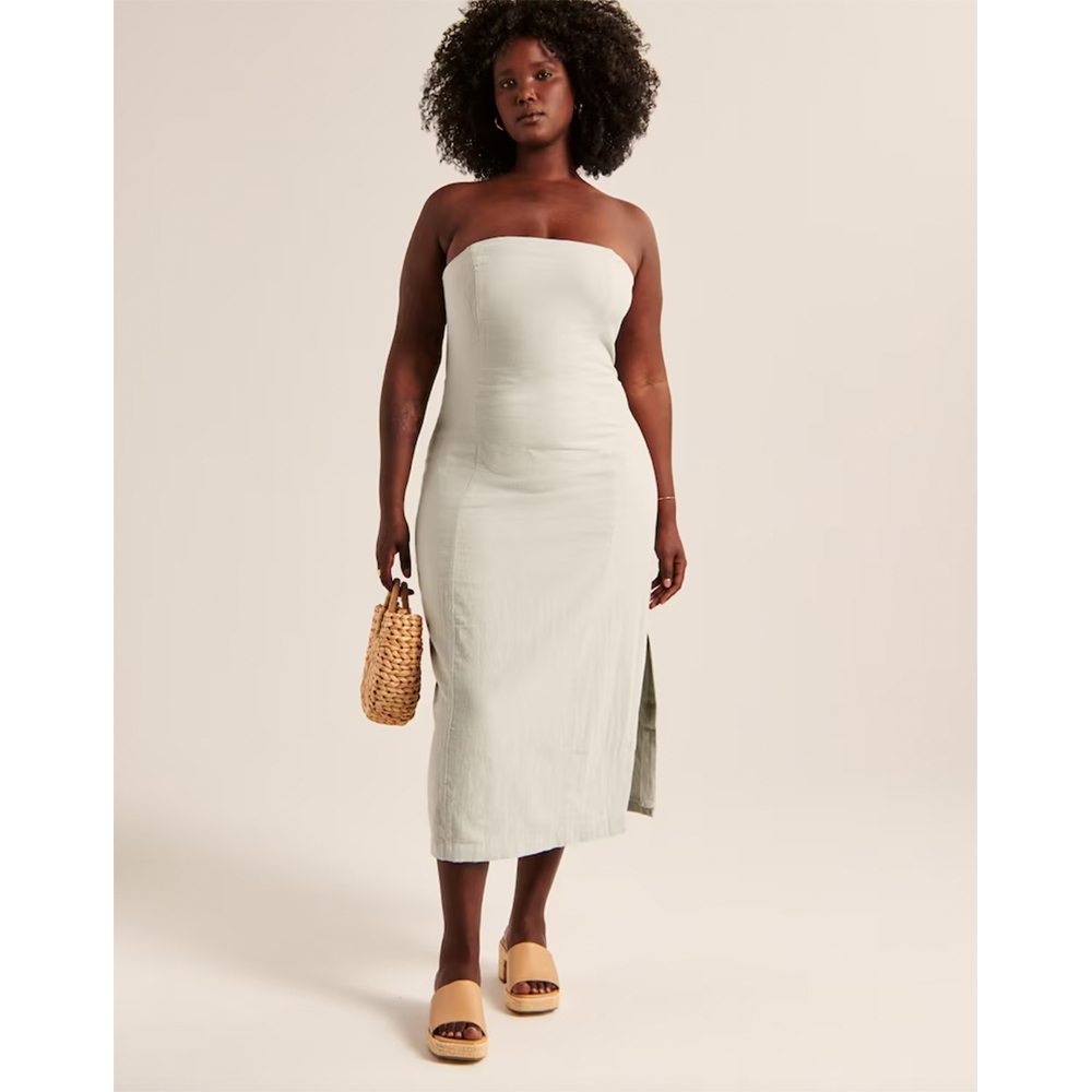 Strapless Linen-Blend Midi Dress<br><S>$90</S> $72 (20% OFF)