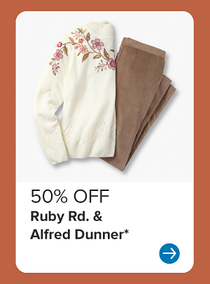 50% off Ruby Rd and Alfred Dunner.