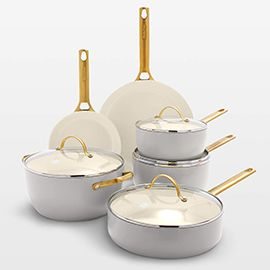 $100 GreenPan™ 10-Piece Dove Grey Cookware Set‡