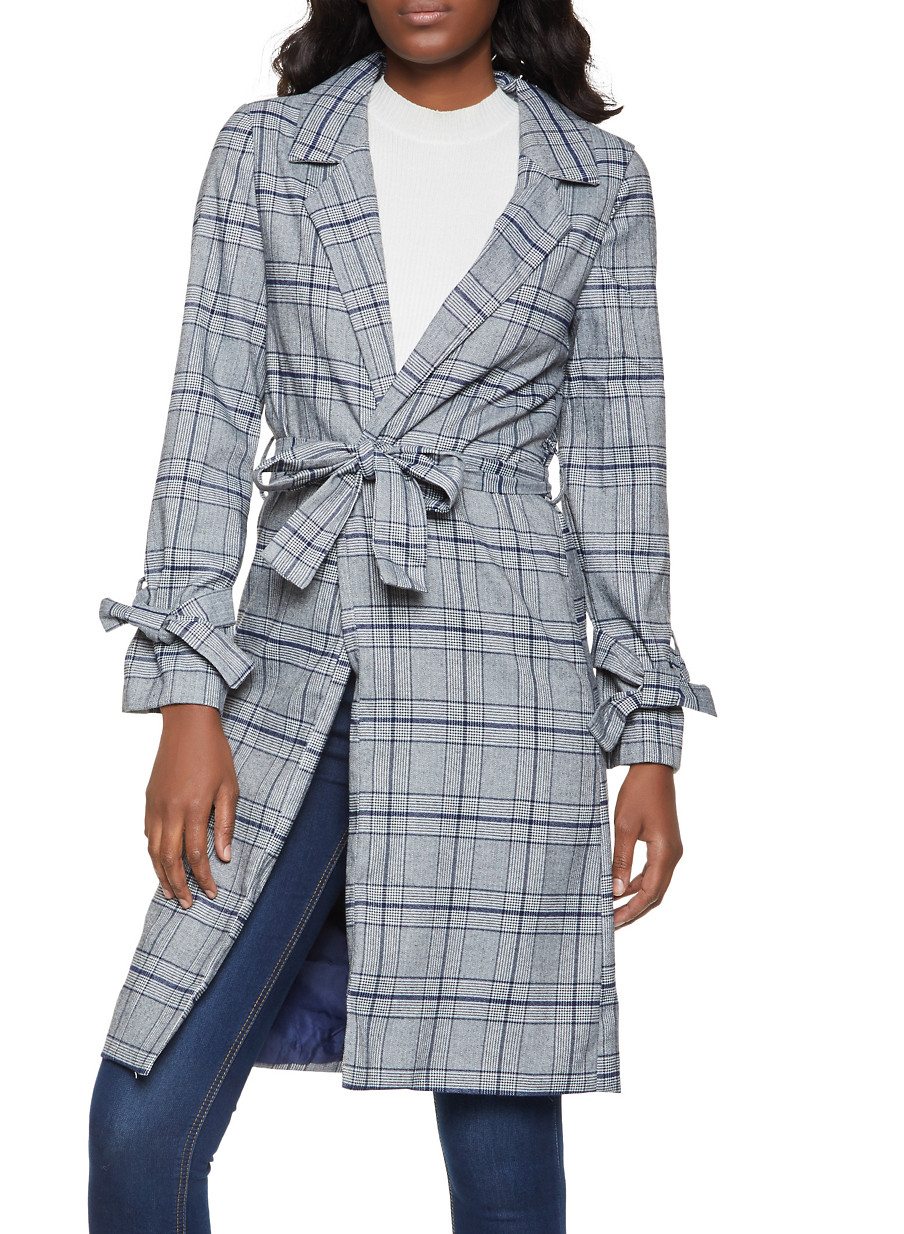 Plaid Trench Coat