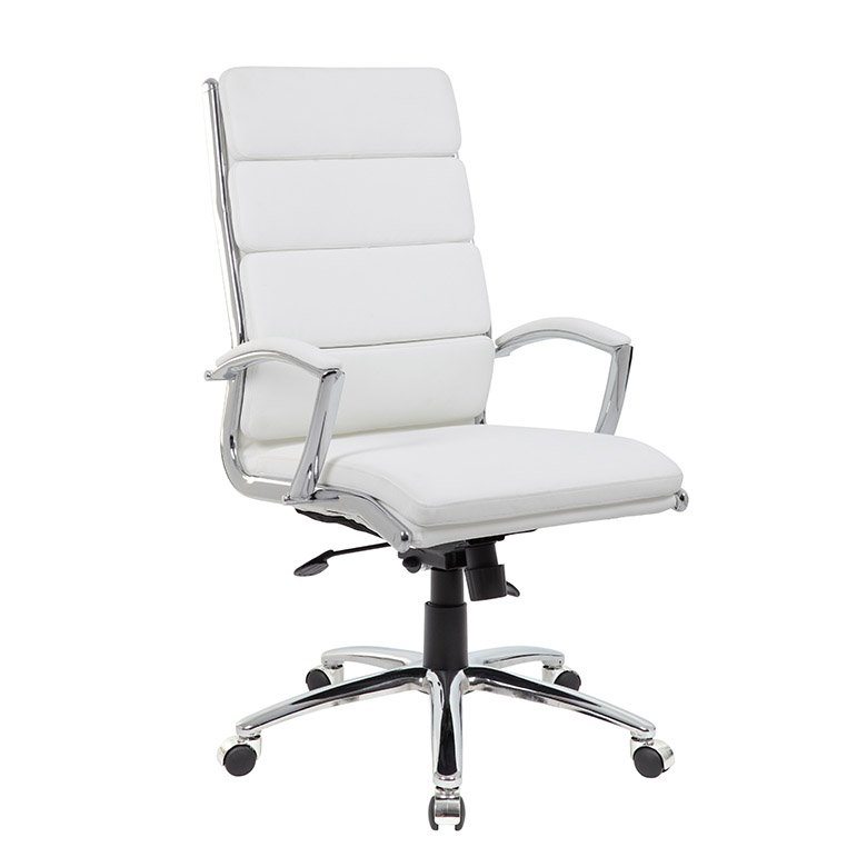 Modern White Office Chair with Padded Armrest