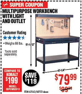 48 In. Workbench with Light