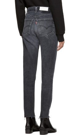 Re/Done - Black Levis Edition High Rise Ankle Zip Front Jeans
