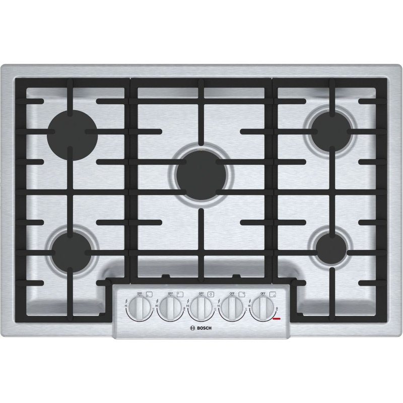 Bosch 800 Series 30 Inch 5 Burner Gas Cooktop - Stainless Steel