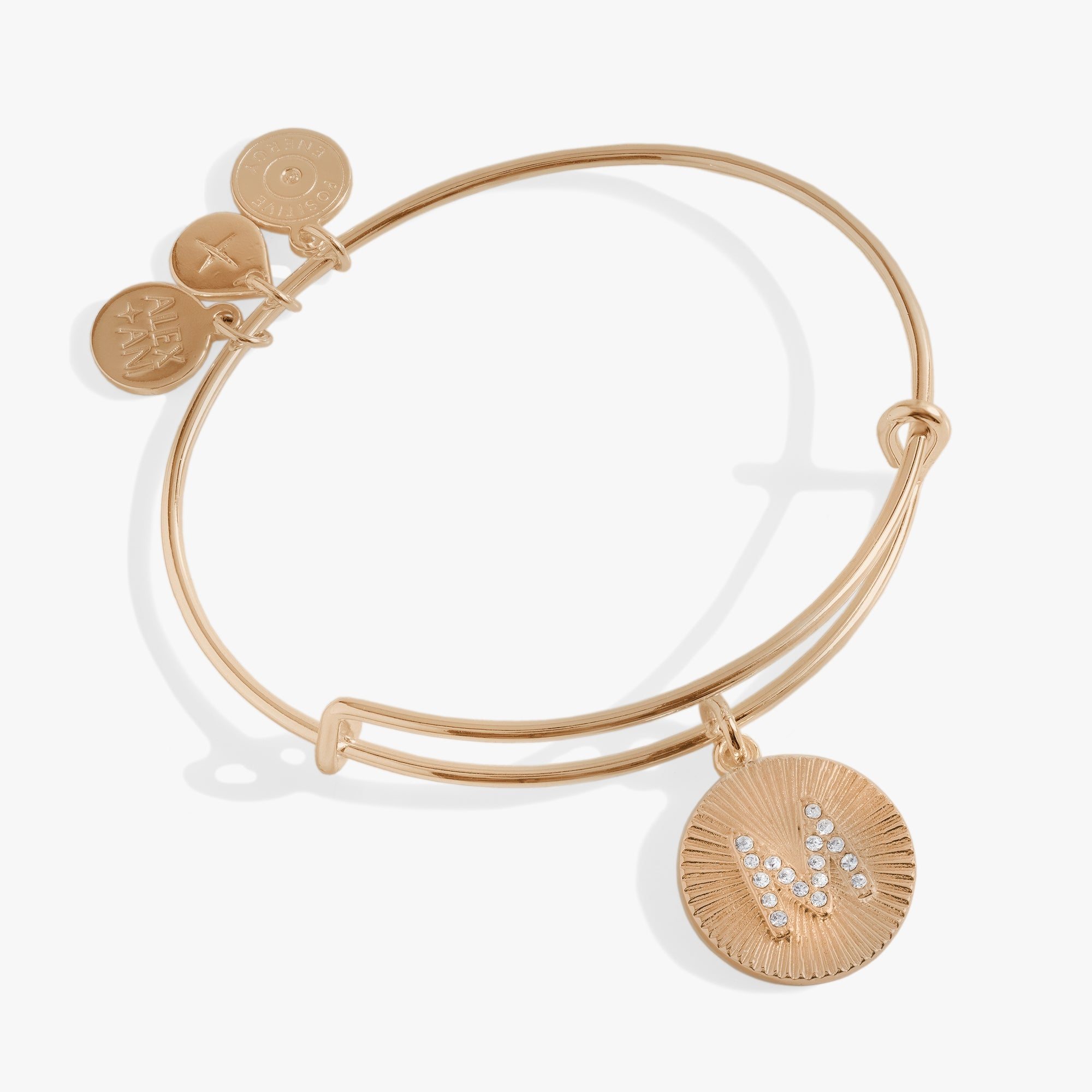 Image of Initial M Pave Starburst Texture Bangle