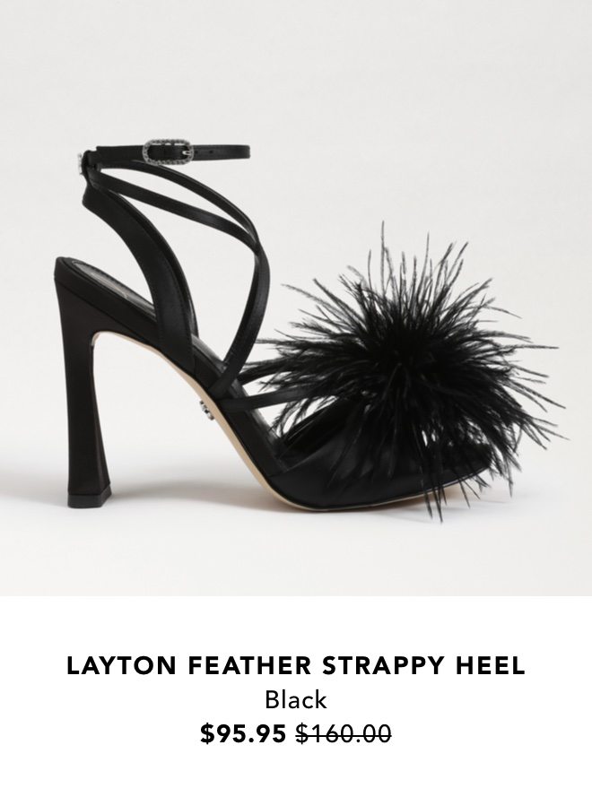 Layton Feather Strappy Heel (Black) $95.95