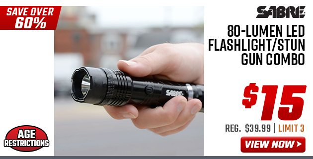 SABRE 80-Lumen LED Flashlight/Stun Gun Combo