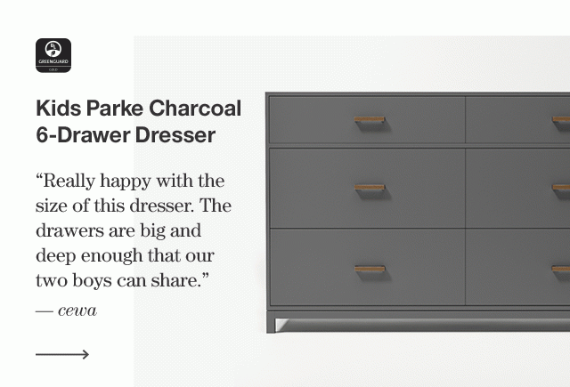 Kids Parke Charcoal 6-Drawer Dresser