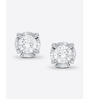 Radiant Reflections 10K White Gold Diamond Solitaire Earrings