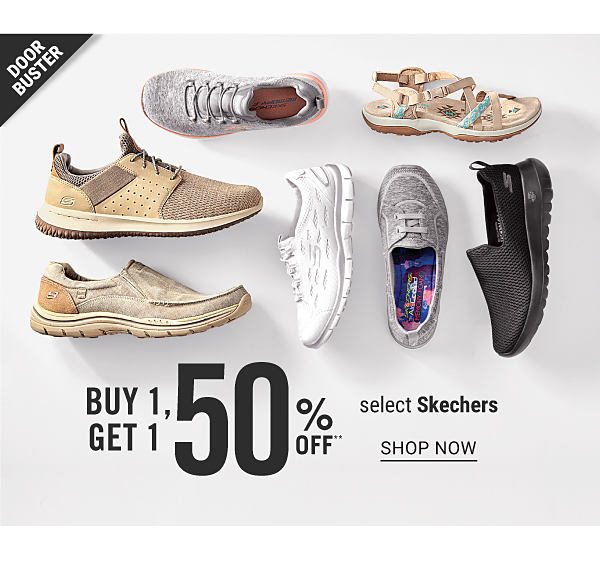 Doorbuster - Buy 1, get 1 50% off** select Skechers. Shop Now.