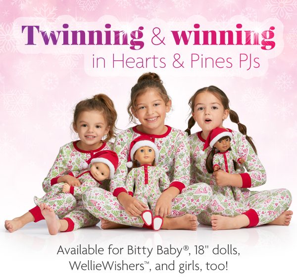 Twinning & winning in Hearts & Pines PJs