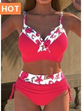 ROTITA Jacquard Hot Pink Floral Print Bikini Set