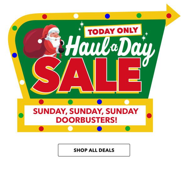 Haul-A-Day Sale. Sunday, Sunday, Sunday Only! SHOP ALL DEALS.
