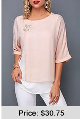 Light Pink Round Neck Layered T Shirt 