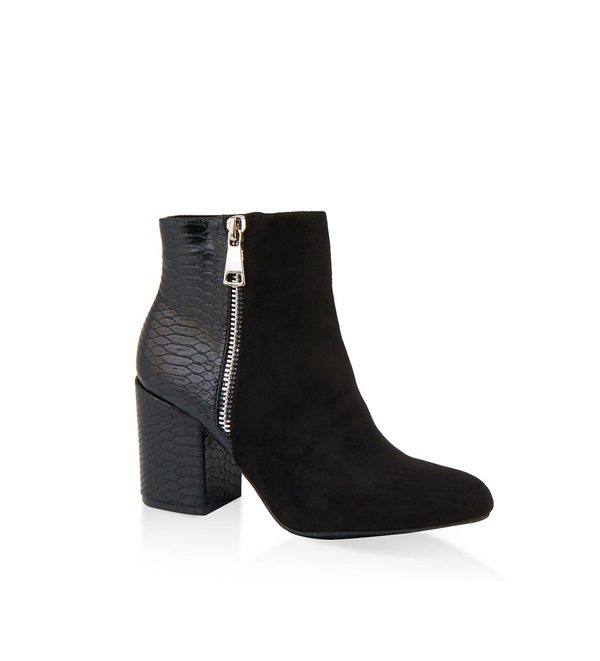 Zip Side Block Heel Booties