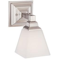 Mencino 9" High Satin Nickel and Opal Glass Wall Sconce