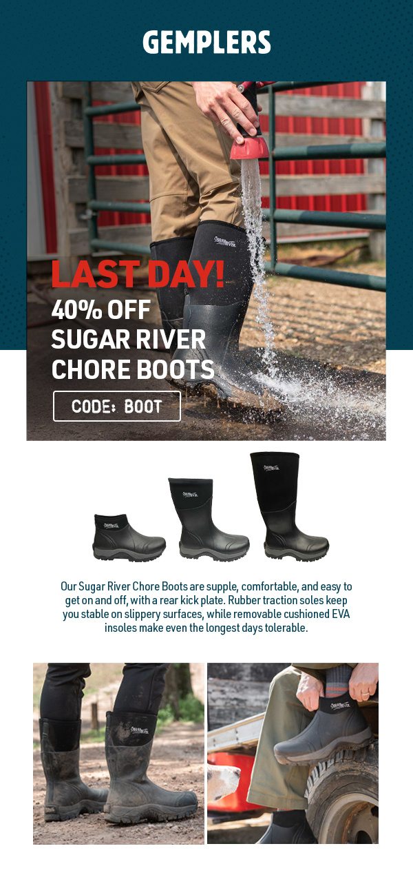 Last Day! 40% Off Sugar River Chore Boots