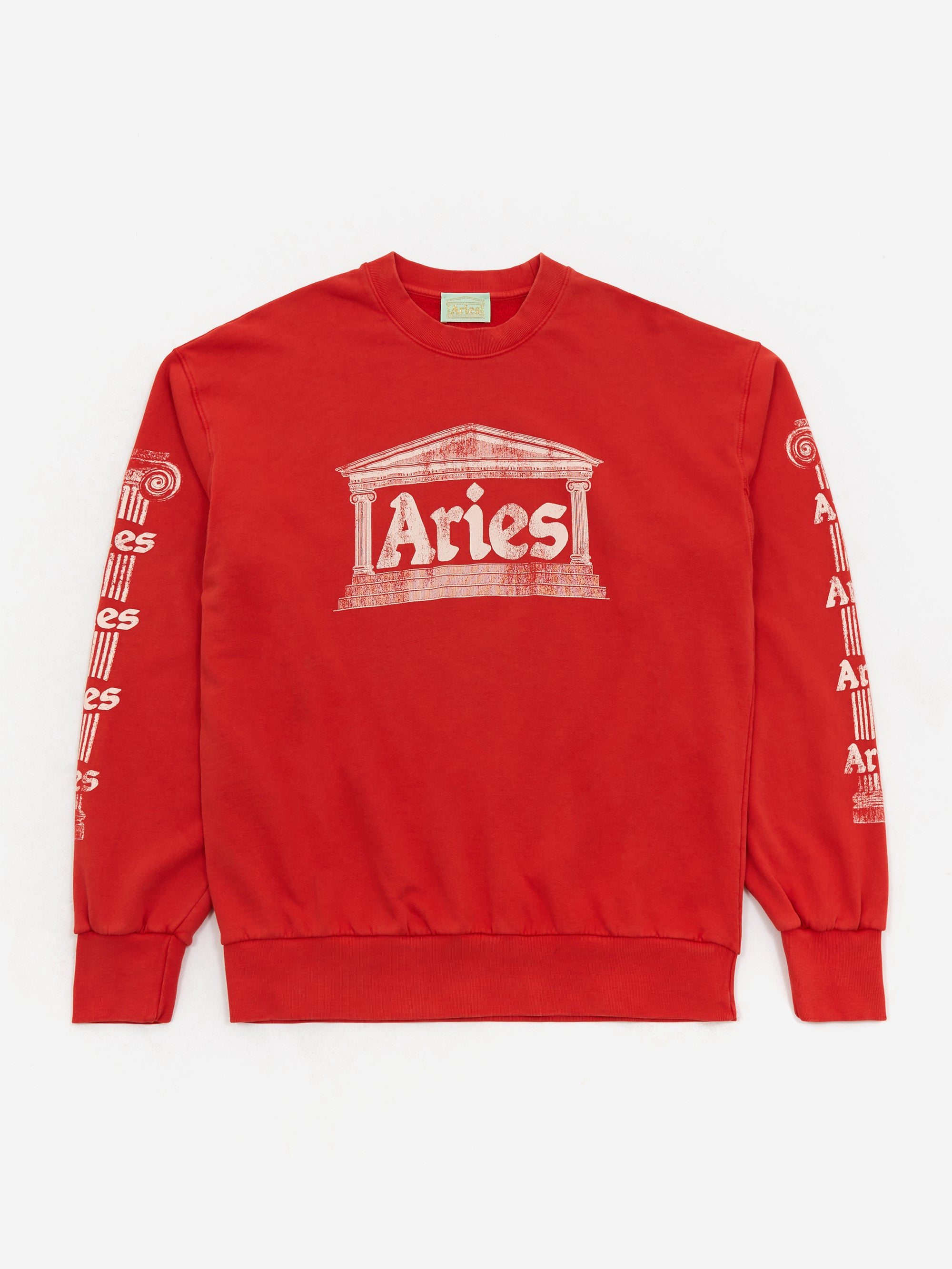 Image of Aries Aged Ancient Column Sweatshirt - Red