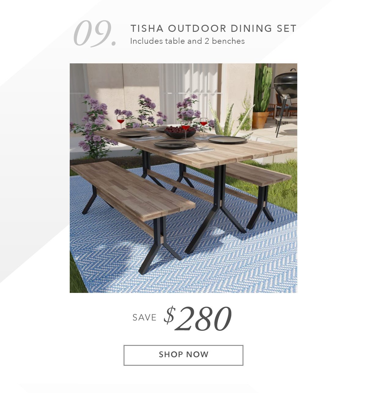 Tisha 3 Pieces Standlake Outdoor Dining Set | SHOP NOW