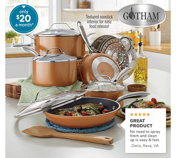 Photo of Gotham Steel 10-Piece Cast Textured Cookware Set - only $20 a month*