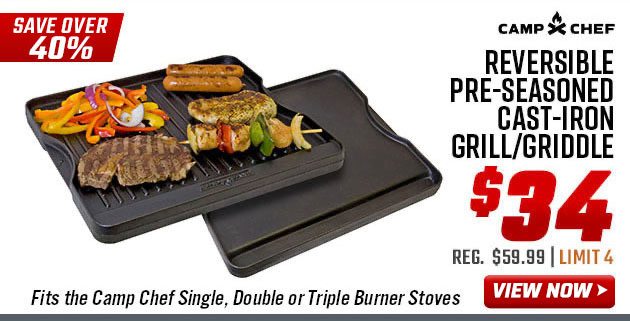 Camp Chef Reversible Pre-Seasoned Cast-Iron Grill/Griddle