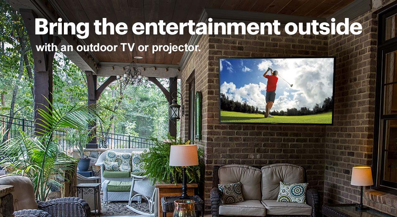 Bring the entertainment outside with an outdoor TV or projector.
