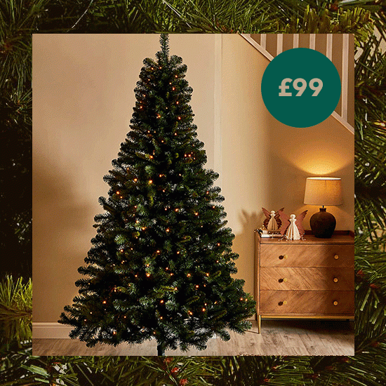 7ft Pre Lit 200 LED Western Pine Christmas Tree