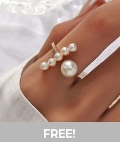 Pearl Detail Open Gold Alloy Ring