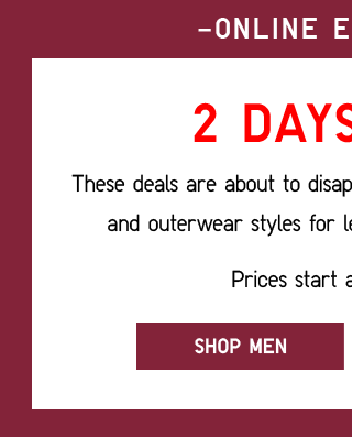 ONLINE EXCLUSIVE - SHOP MEN