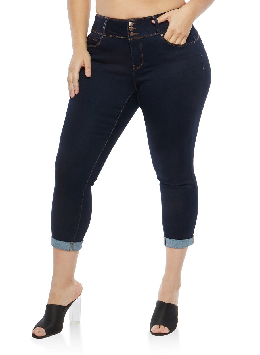 Plus Size WAX High Waisted Push Up Skinny Jeans