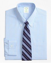 Stretch Milano Slim-Fit Dress Shirt, Non-Iron Gingham