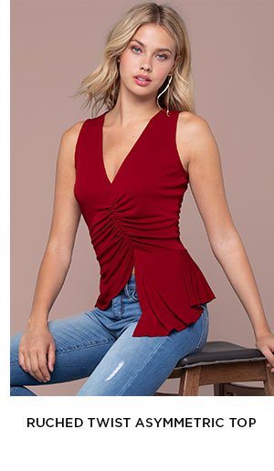 RUCHED TWIST ASYMMETRIC TOP