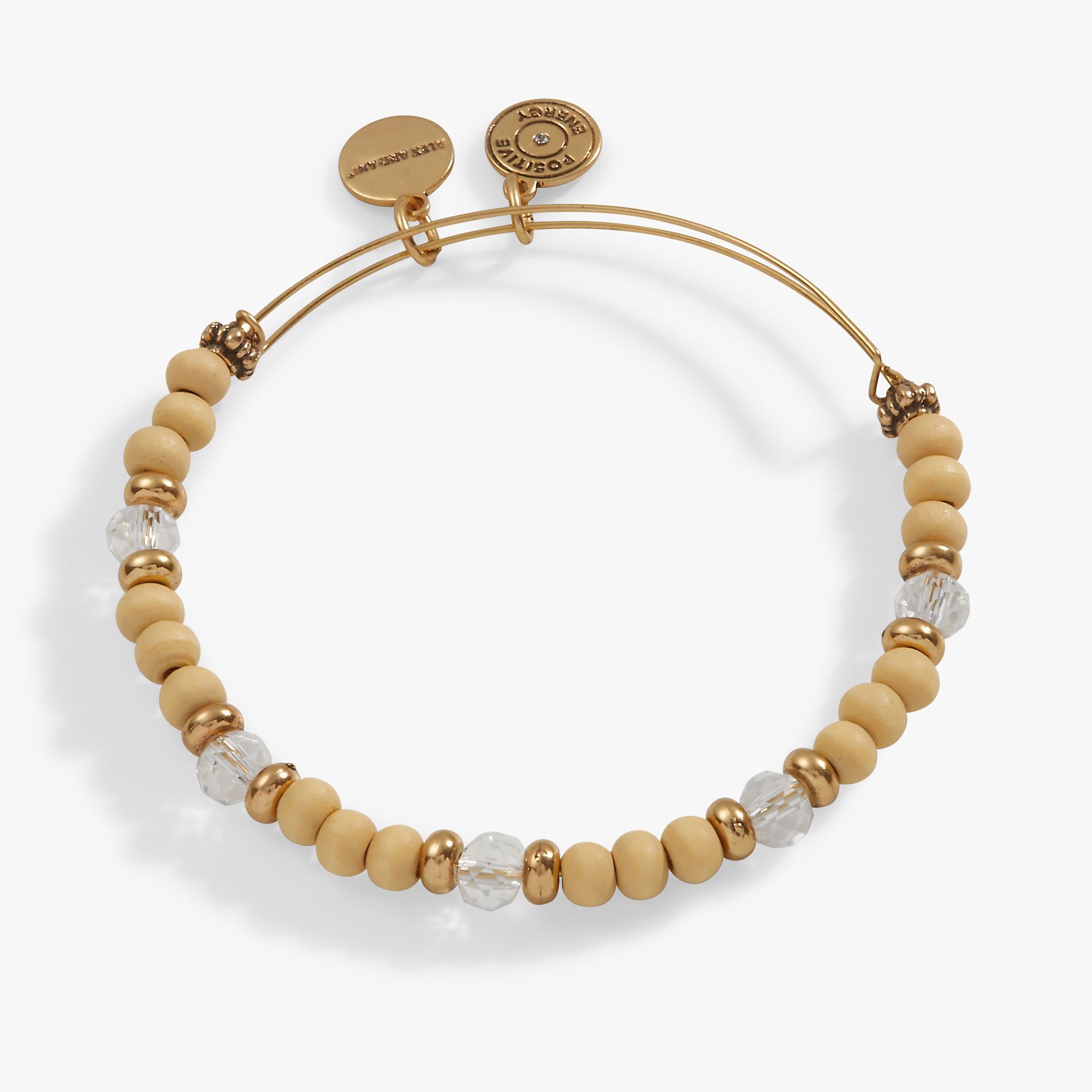 Wood + Crystal Beaded Bangle